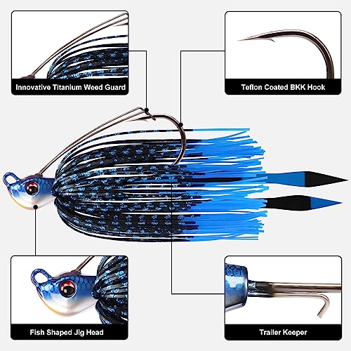 Fishing Jigs with Teflon Hook & Titanium Weed Guard - 2-1/2oz A2