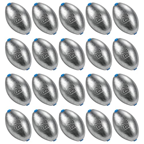 1/4oz 20pcs Egg Sinkers Fishing Weights Oval Lead Terminal Tackle