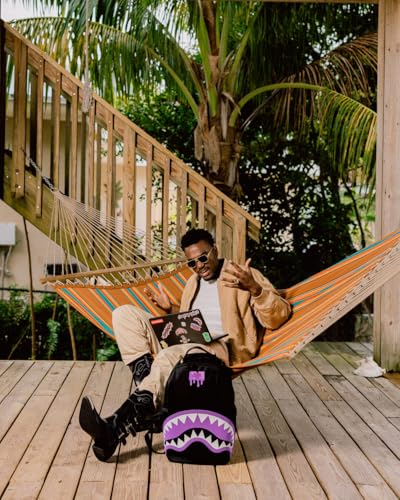 Sprayground Shark Central Purple Backpack with Laptop & Organizer