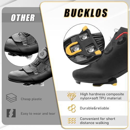 BUCKLOS SPD SL Cleats for Road Bike Cycling Shoes Compatible with Shimano SPD-SL Pedals-BH10/BH11/BH12 Float Cleats for Indoor Peloton & Outdoor Bicycle Training