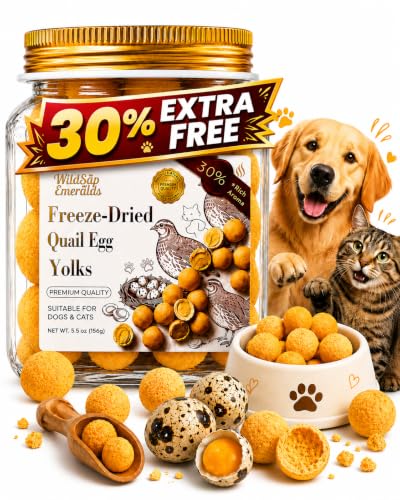 Freeze Dried Quail Egg Yolks for Dogs & Cats - 5.5 oz Treats & Meal Topper