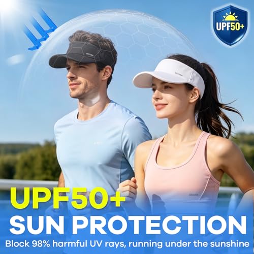 Black Lightweight Quick-Dry Sports Sun Visor with Sunglasses Slots for Golf & Tennis