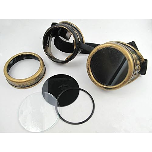 Steampunk Goggles Glasses Vintage Welding Gothic (Silver Glasses)