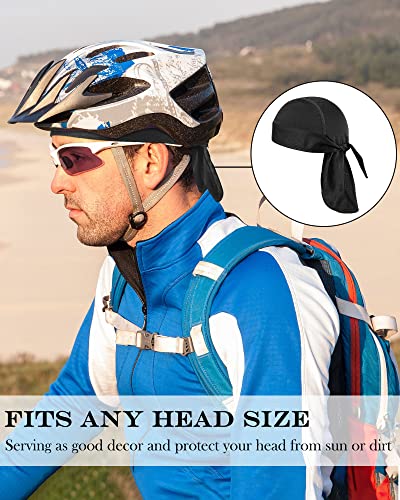 Foaincore 8 Pack Do Rags for Men Black Simple Style Outdoor Cycling Headwear