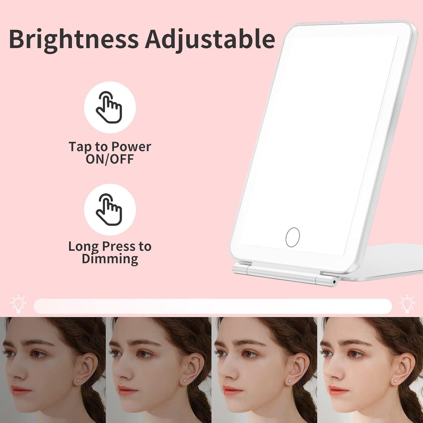 Portable 7.9-Inch Lighted Makeup Mirror | Touch Screen | 3 Color Modes