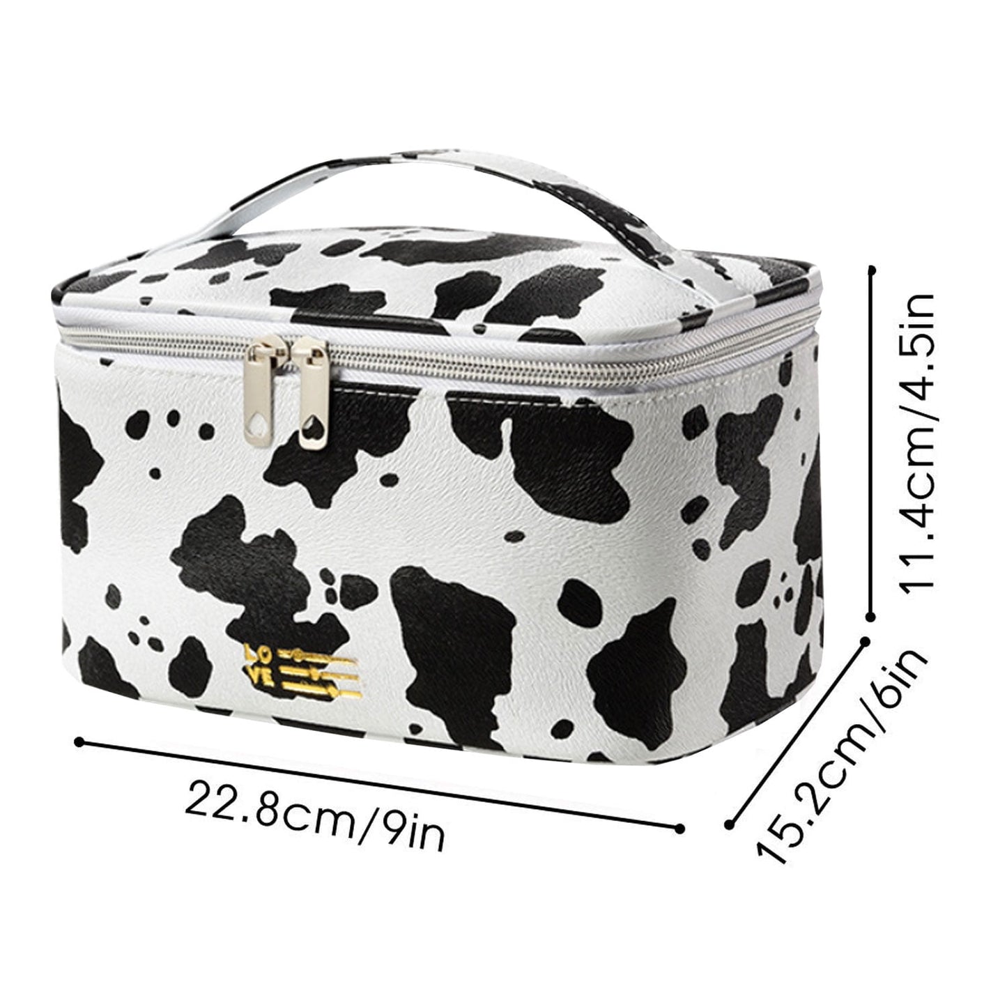 Waterproof Cow Print Makeup Bag | Travel Cosmetic Organizer for Women