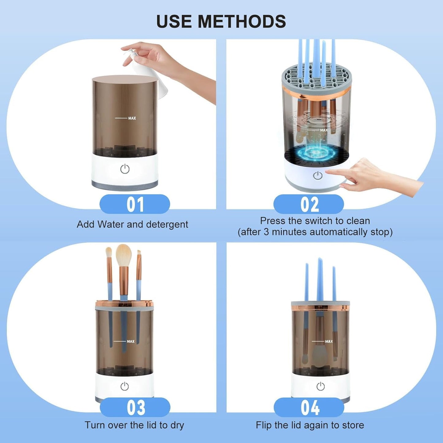 Portable Electric Makeup Brush Cleaner | USB Automatic Tool for All Brush Sizes