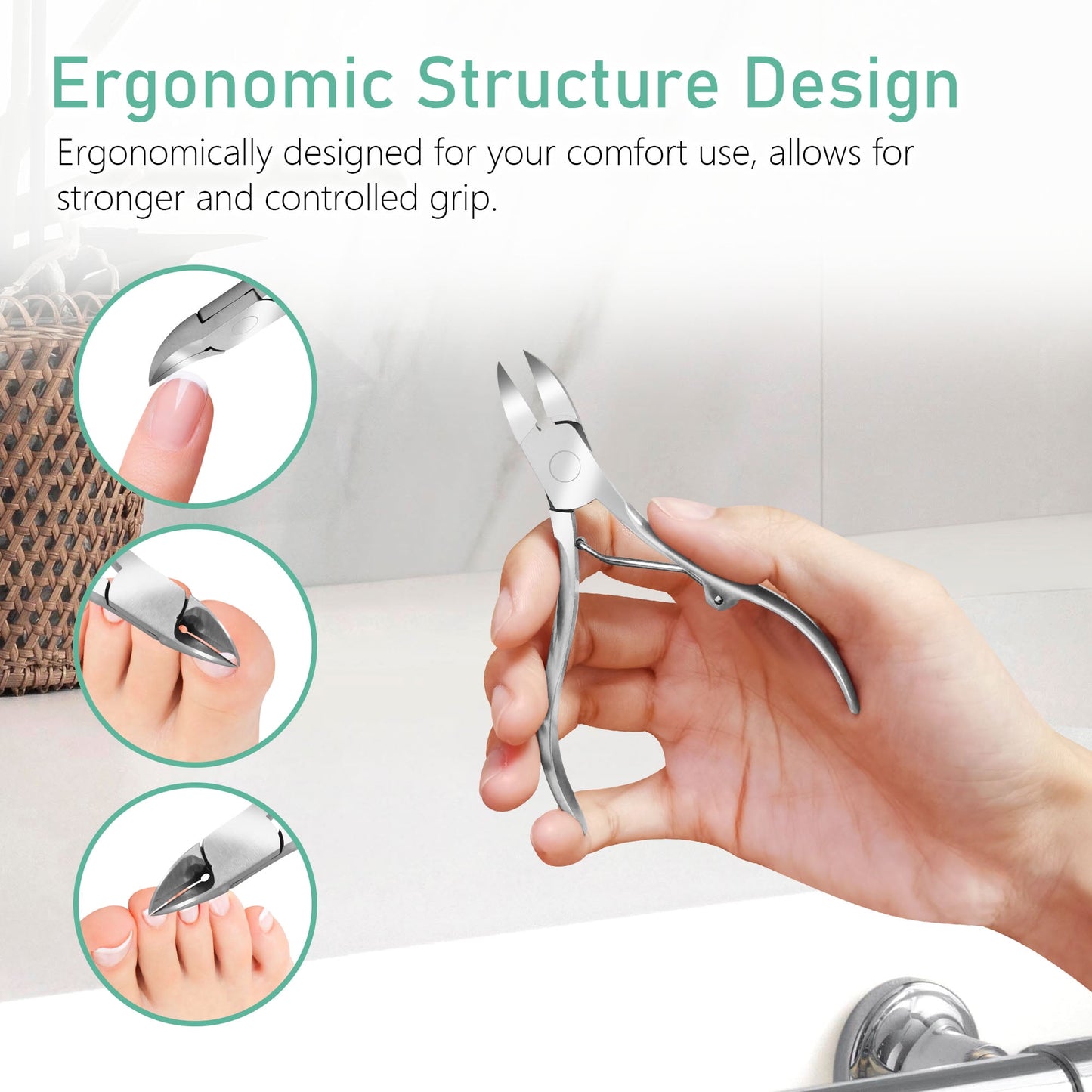 Professional Toenail Clippers | Ergonomic Nipper for Thick Ingrown Nails