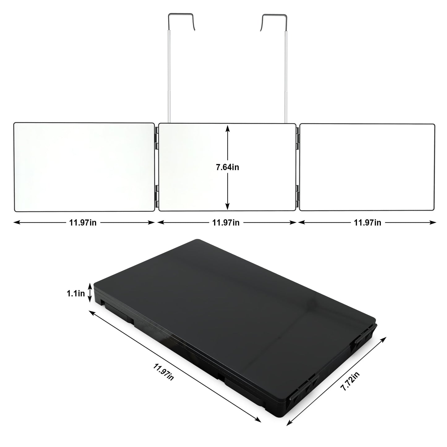 3-Way Tri-Fold Makeup Mirror | 5X Magnifying | 360° for Hair Styling