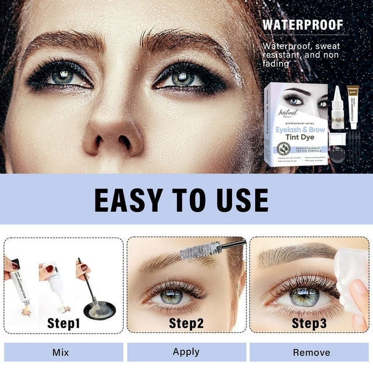 2-In-1 Eyelash & Eyebrow Tint Kit | Professional Light Brown Color