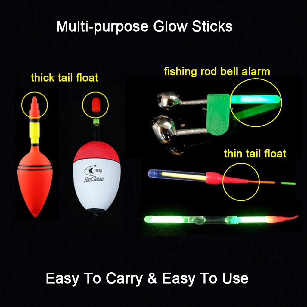 QualyQualy Fishing Glow Sticks for Bobbers 1" 1.5" 2" 3" Fishing Bobber Lights, Fishing Rod Bell Alarm Lights, Bobber Glow Sticks Bulk Kit 10-250Pcs