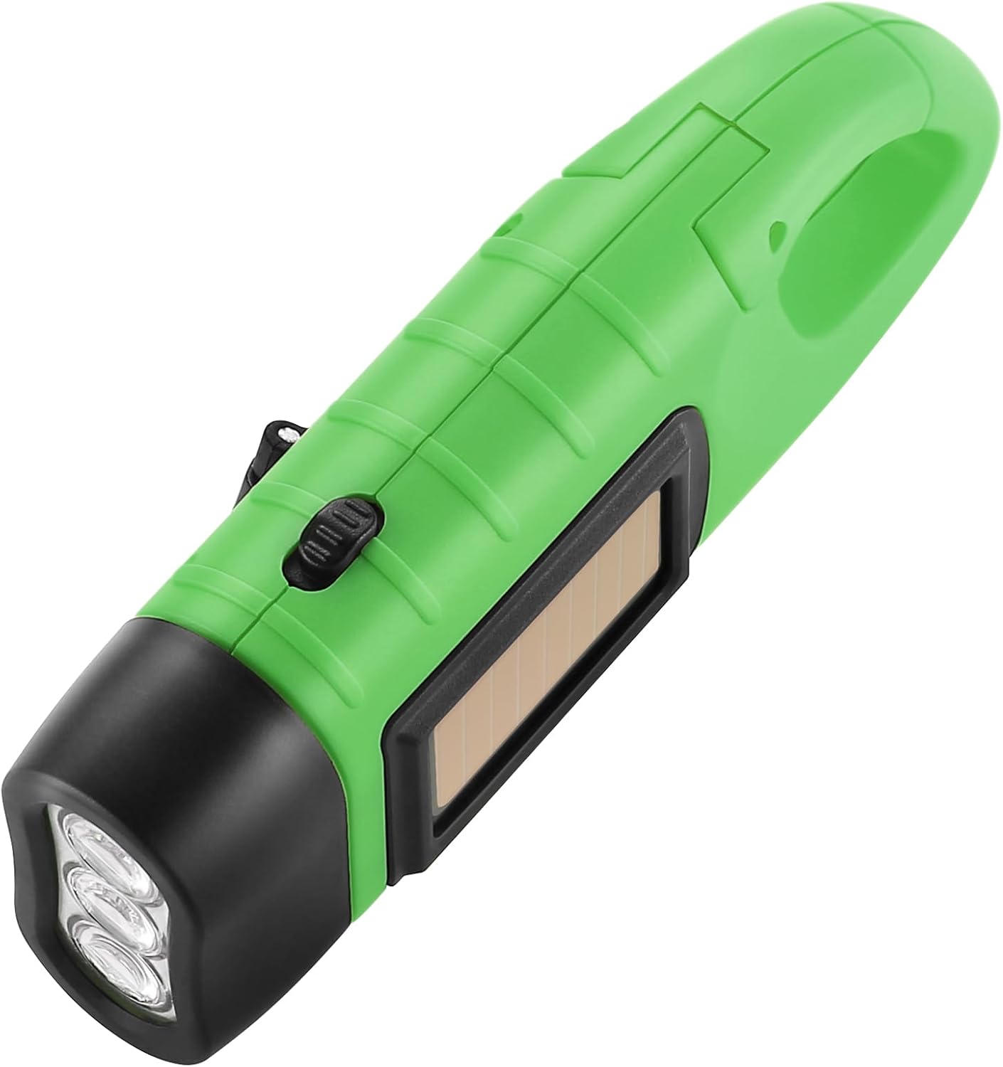 Simpeak 2-Pack Hand Crank Solar Powered LED Flashlight, Emergency Survival Flashlight Torch for Outdoor Sports, Green