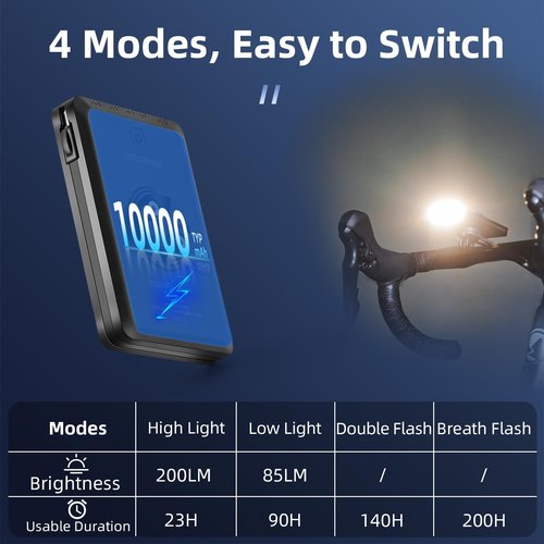 ROCKBROS Bike Mount Compatible with Garmin,Cycling Computer, 10000mAh/ 5000mAh Type-C Recharge Bike Light