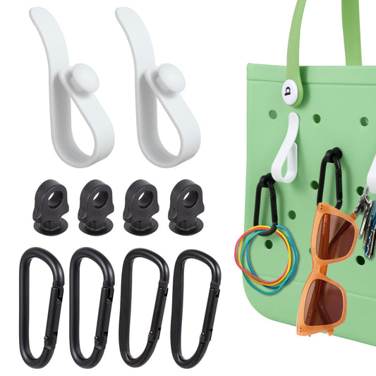 GERYUAEG 10Pcs Inserts Hooks Accessories for Bogg Bag, Durable Charms Key Holder & Carabiner Keychain Compatible with Rubber Beach Tote Bags (black10)