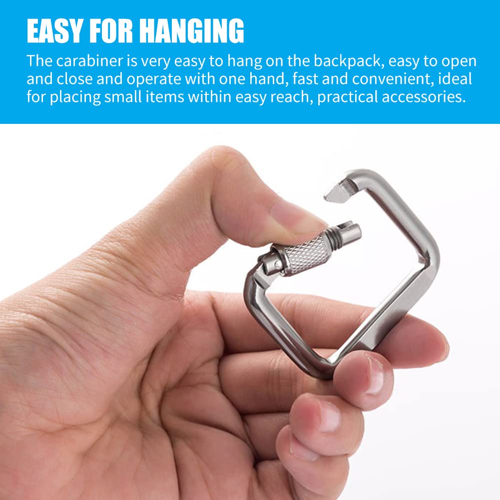 4pcs Square Carabiner, Aluminum Alloy Super Strong Outdoor Square Carabiner Screw Hook Equipment, Buckle Outdoor Hiking Clasp Carabiner for Outdoor Trigger