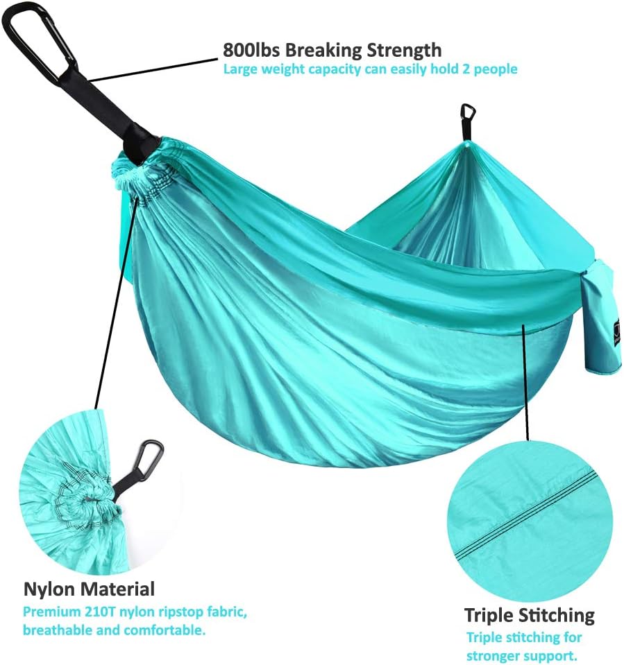 Gold Armour Camping Hammock - XL Double Hammock Portable Hammock Camping Accessories Gear for Outdoor Indoor with Tree Straps, USA Based Brand (Gray)