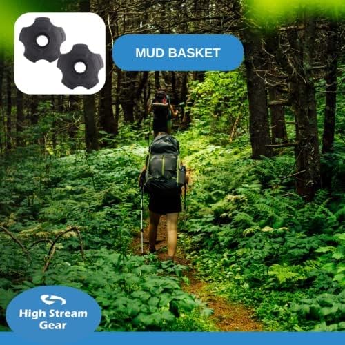 Trekking Poles Accessories. A Replacement Set of 2 Rubber Tips and 2 mud Baskets for All Weather and All Terrain. Fits Most Standard Trekking/Hiking/Walking Poles/Sticks