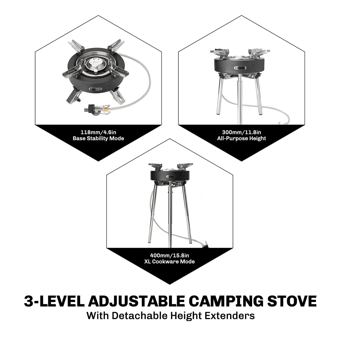 Fire-Maple Saturn X Camping Stove - High-Power Outdoor Cooking Stove with Dual Preheating Tubes, Wind-Resistant, Adjustable Height and Foldable Supports for Camping