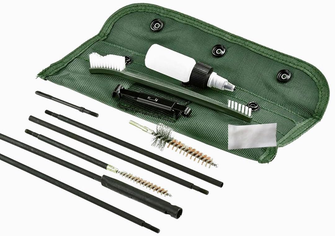 SE 10-Piece Rifle-Gun Cleaning Kit - Includes Brass Brushes, Rod Extenders, and Canvas Storage Pouch - GC16M