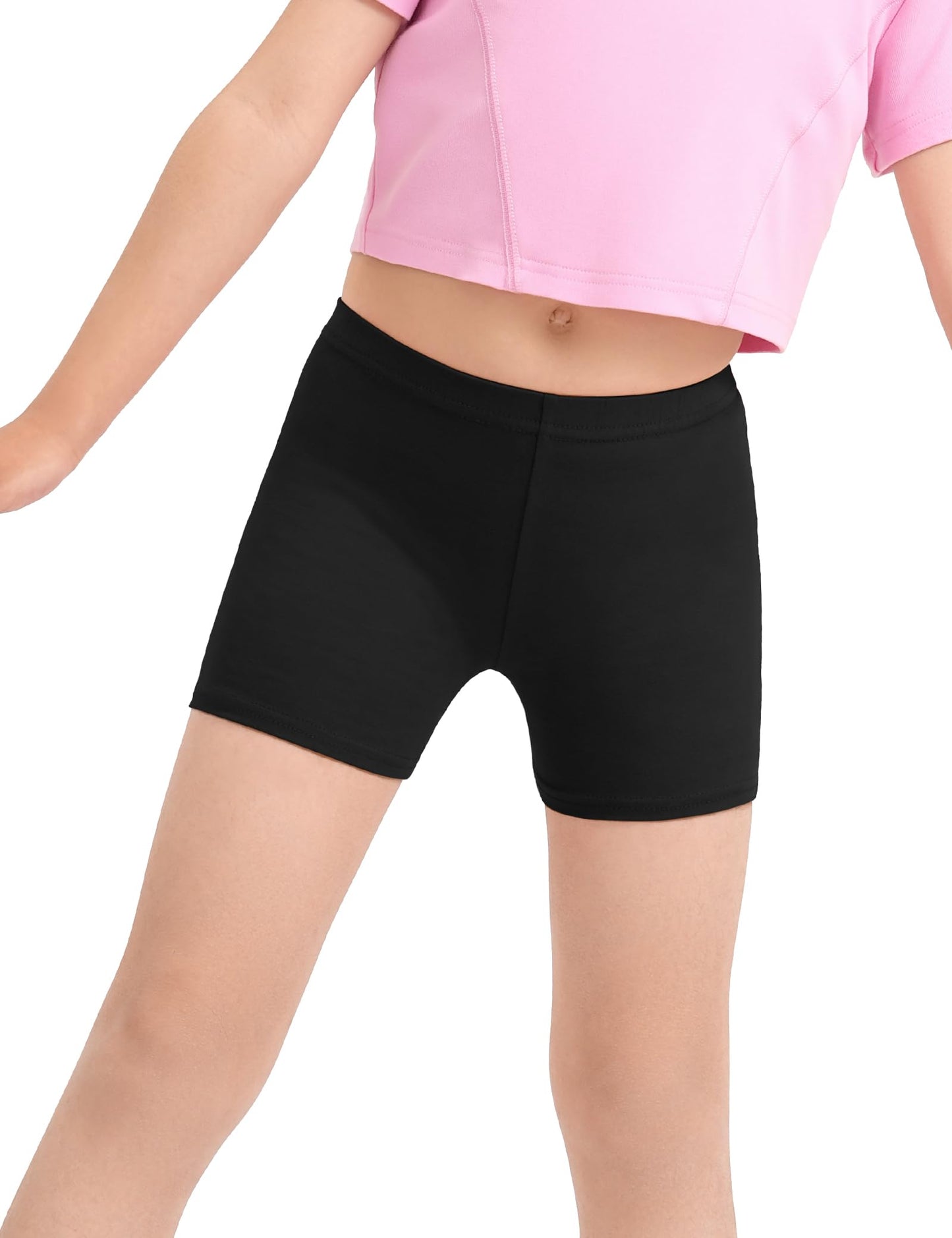 Somaibo 3 Pack Girls Bike Shorts Kids Cartwheel Basic Cotton Under Dress Biker Shorts for Running Dance 9-10 Years Black