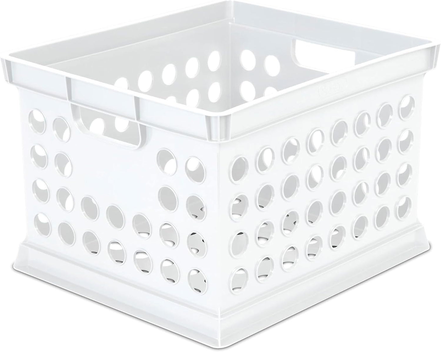 Sterilite Stackable Plastic Storage Crate Bin Organizer File Box with Handles for Home, Office, Dorm, Garage, or Utility Organization, Black, 6-Pack