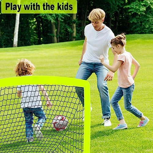 Green 4x3ft Kids Soccer Goals Set with Ball Pump Cones & Carry Bag