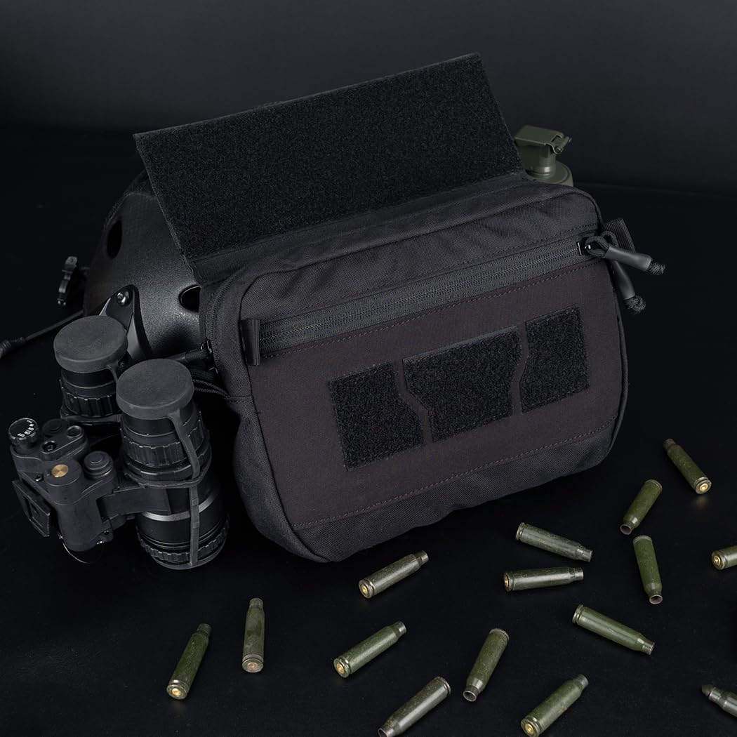 IDOGEAR Tactical Drop Dump Pouch Dangler Pouch Vest Admin Pouch Molle Utility Tool Organizer Pouch with Hook and Loop Panel for JPC AVS CPC Vest for Outdoor Sports (Black)