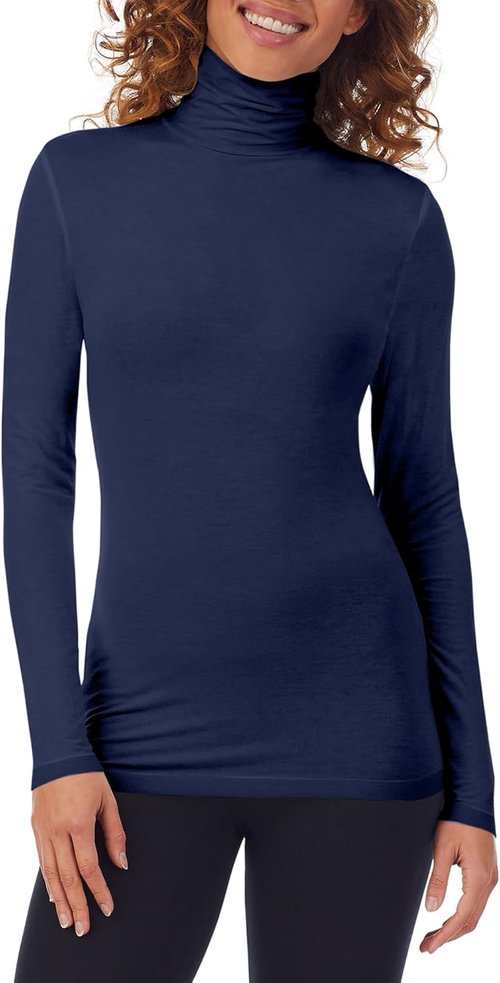 Cuddl Duds Women's Softwear with Stretch Long Sleeve Turtle Neck Top