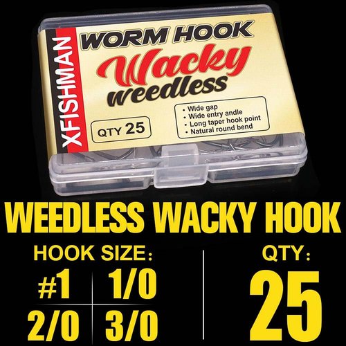 Weedless Wacky Rig Hooks Bass Fishing Hooks for Wacky Rigging Worm Lure (2/0 25-Pack)