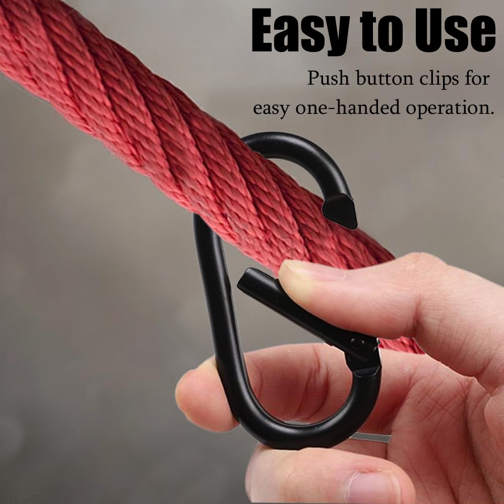 15 PCS Small Carabiner Clip Heavy Duty Locking Carabiner Black Chain Connector Clips Aluminum Spring Snap Hook Buckle for Outdoor Hiking Climbing Camping Fishing Hanging