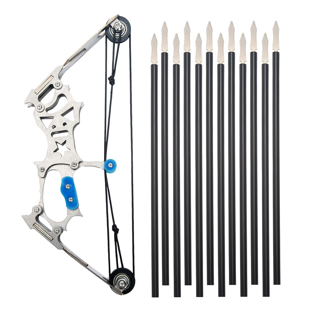 5.9" Compound Bow and Arrow Set, Mini Archery Bow Set with 12 Arrows, Left and Right Hand Mini Compound Bow for Hunting Shooting Practice Fun Games (5.9" Compound Bow and Arrow Set)