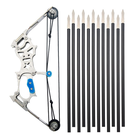 5.9" Compound Bow and Arrow Set, Mini Archery Bow Set with 12 Arrows, Left and Right Hand Mini Compound Bow for Hunting Shooting Practice Fun Games (5.9" Compound Bow and Arrow Set)