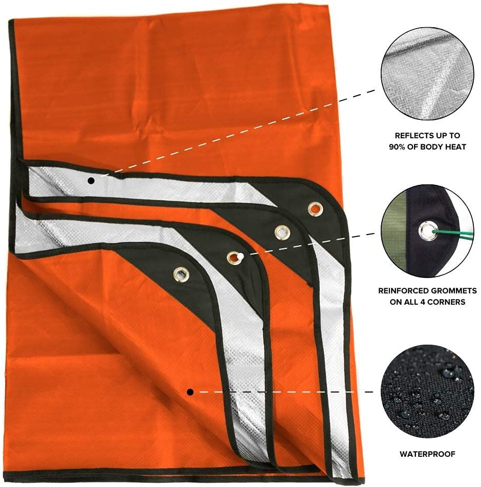Arcturus Insulated Tarp | Reusable Heavy Duty Thermal Survival Blanket – 60 x 82 inches, Reflects 90% Body Heat, Waterproof, Windproof, 3-Layer Design, Reinforced Grommets, Olive Green