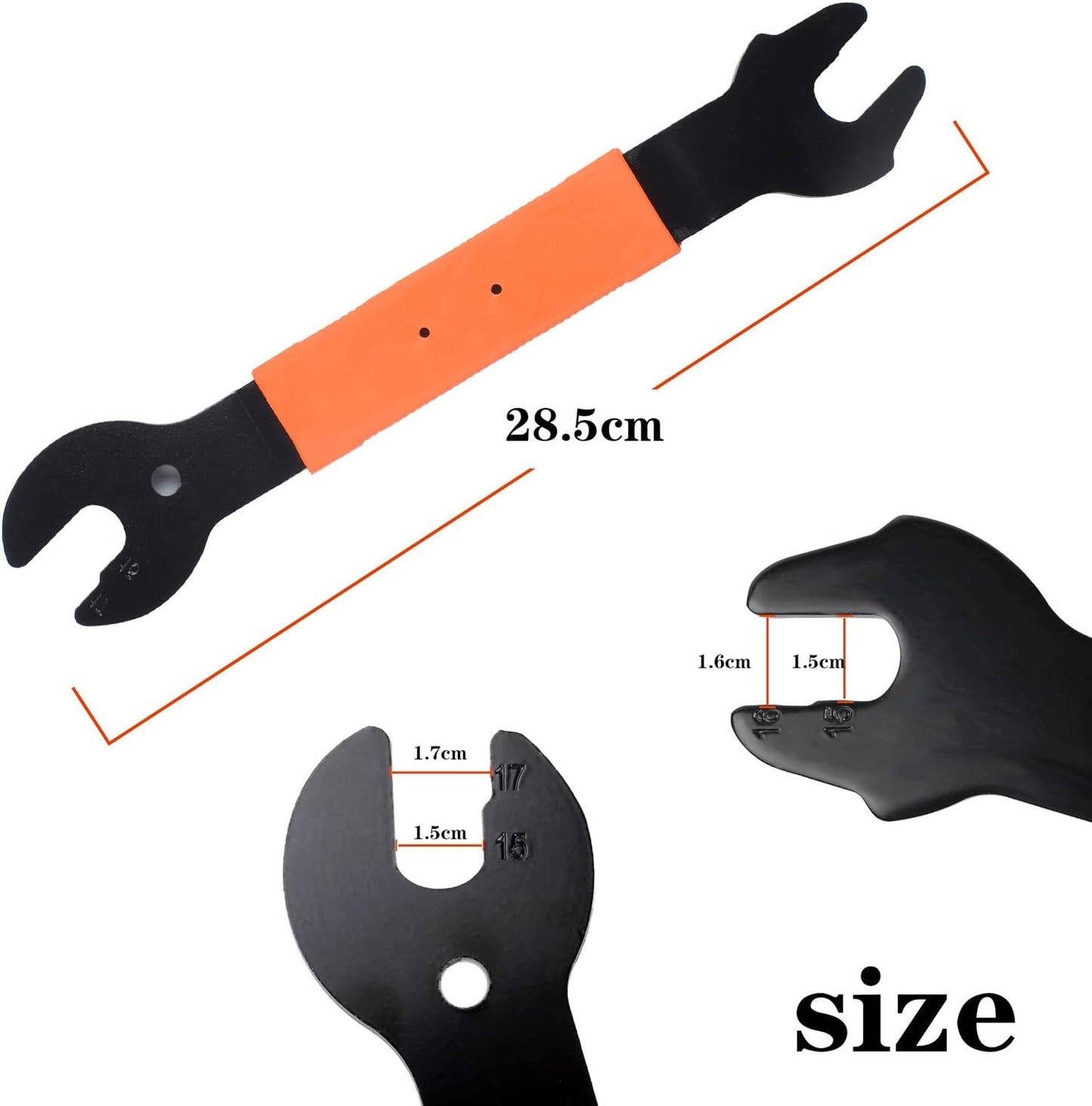 Pedal Wrench Double Sided Bicycle Pedals Removal 15/16/17mm Bikes Spanner Home Mechanic Kit Tool Comfortable Grip Cycling Crank for Biking Maintenance Repair