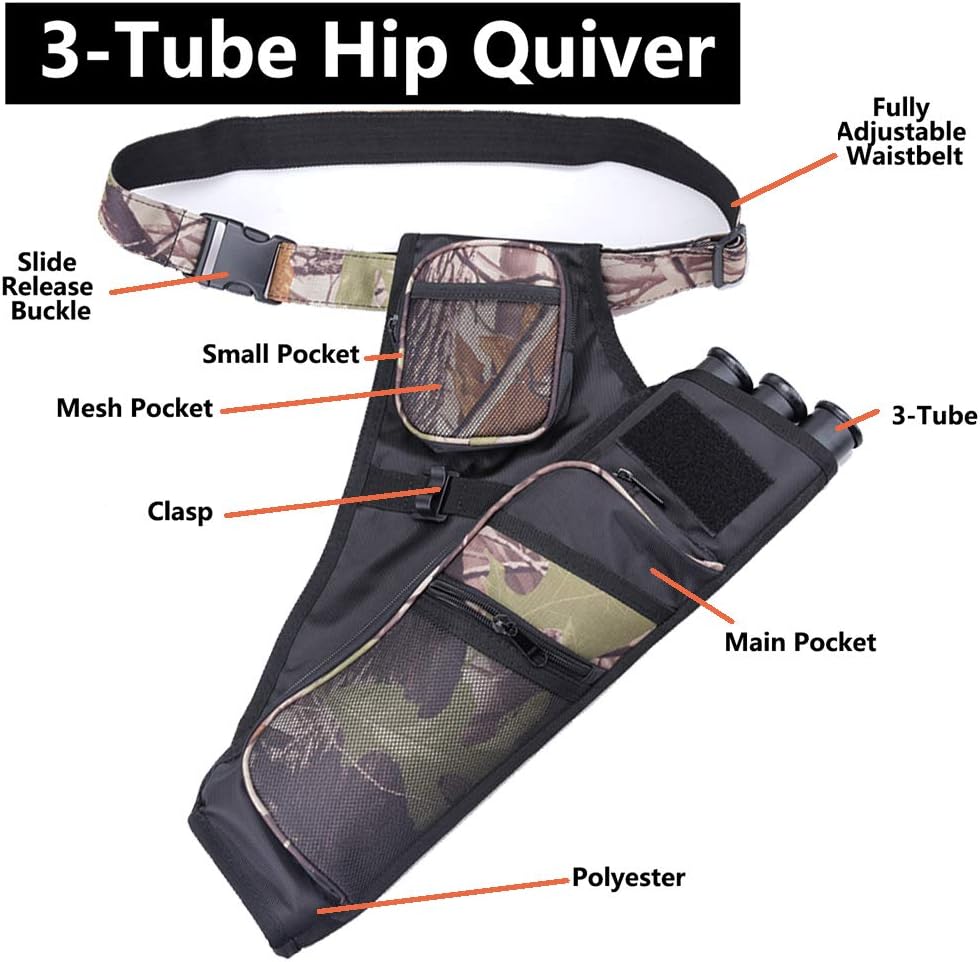 XTACER 3 Tube Hip Quiver Hunting Training Camo Archery Arrow Quiver Holder Bow Belt Waist Hanged Target Quiver