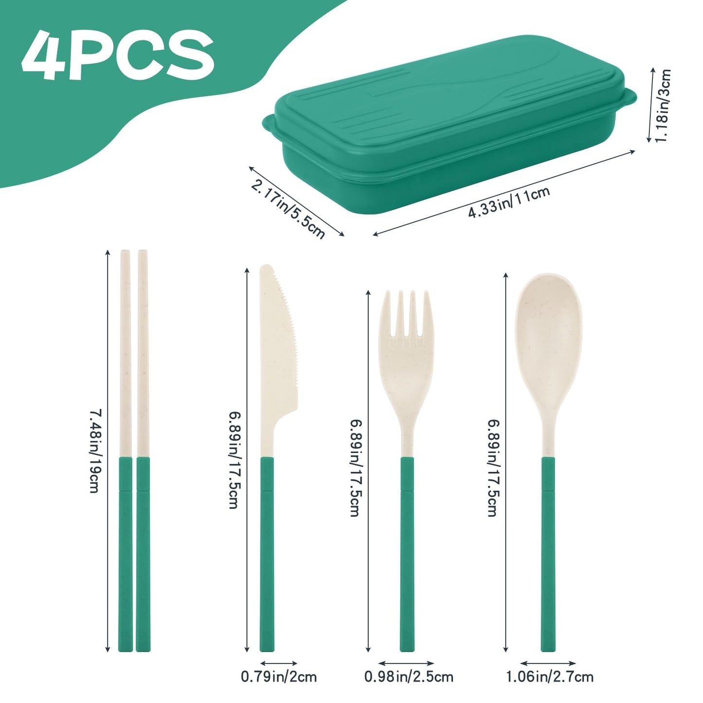 JEPELUS 4PCS Collapsible Utensil Sets for Lunch Box, Reusable Cutlery Set with Case, Travel Utensils Outdoor, Lunch Utensil Set for Work Travel Home School, Portable Utensils Adult