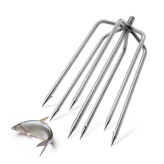 EATAKWARD 7-Prong Fishing Harpoon, Stainless Steel Fishing Spear Gig Gaff Fork Hook with 8mm Screw, for Catching Fishes Frogs in Pond River Lake etc. Capable for Fishing Pole