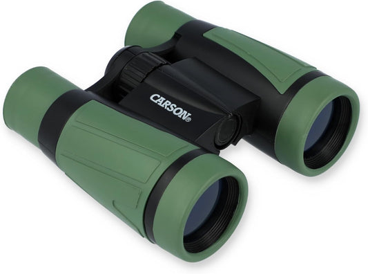 Carson AdventurePak Containing 30mm Kids Field Binoculars, Lensatic Compass, Flashlight and Signal Whistle with a Built-in Thermometer (HU-401), Multicolor