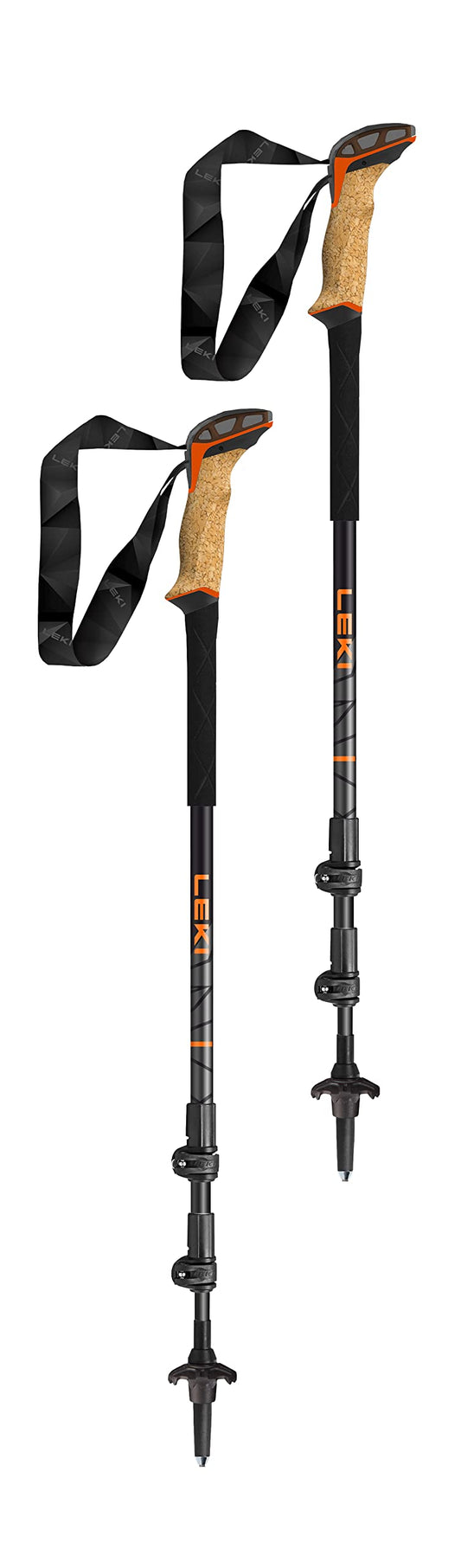 LEKI Makalu Cork Lite Aluminum Adjustable Lightweight Walking Poles for Trekking & Hiking - Orange-Black-Anthracite - 100-135 cm