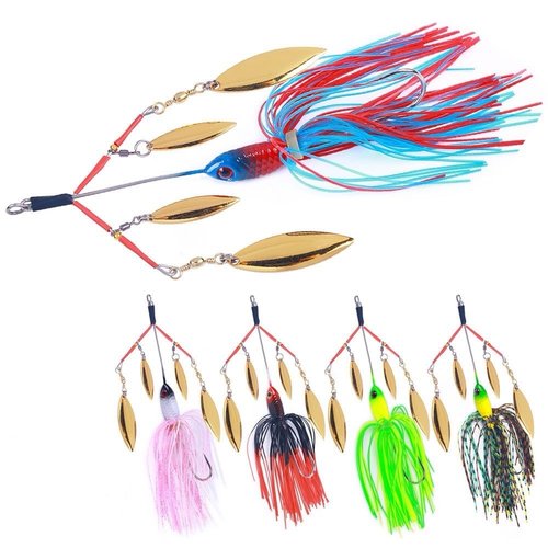 SEASHARK Fishing Lure Jig Head Skirts,Spinner Baits for Bass Fishing 5Pcs/lot, 0.77Oz/pcs, Blade Spinner, Lures Spinners Spoon Bait, Spinner Baits for Bass Fishing Trout Fishing Tackle
