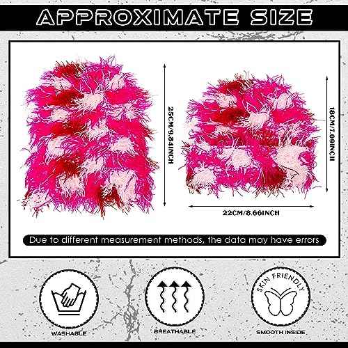 Ramede 2 Pcs Distressed Knitted Beanie Fuzzy Winter Hats Thick Warm Beanie Hats for Men Women Outdoor Knit Cap