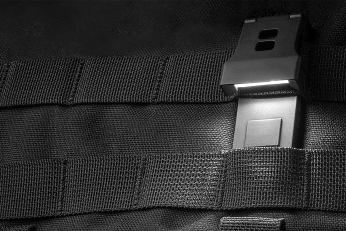 QUIQLITEX2 Tactical Red/White Hands-Free LED Pocket Light, 20-200 Lumens, Aluminum Housing (USB Rechargeable)