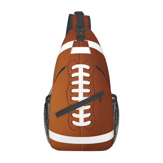SURERUIM Football Print Sling Bag for Women Men Crossbody Shoulder Backpack American Football Rugby Ball Pattern Chest Bags Sports Ball Team Gym Bag Travel Hiking Sports Bag Casual Daypack