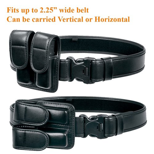 TAFTACFR Molded Double Mag Pouch Tactical Universal Magazine Holder Fits Pistol Mag Single or Double Stack IWB or OWB Mag Pouch Law Enforcement Duty Mag Holder With Removable Top Cover and Hidden Snap