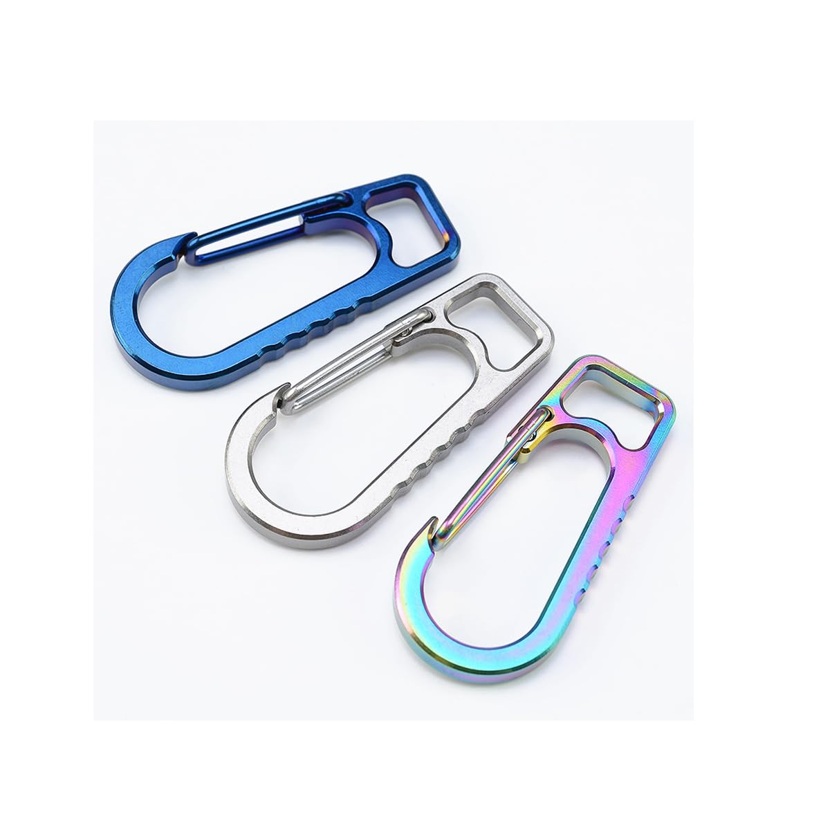 Generic FULLGUEEN Titanium Keychain Carabiner Clip,Multifunctional Keychain Carabiner,EDC Key Clip Anti-Lost Quick Release Key Ring Holder for Daily Use-2PCS, Grey