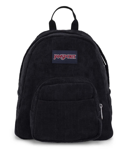 JanSport Half Pint FX Mini Backpack – One Main Compartment, Front Zippered Stash Pocket, Adjustable Webbing Shoulder Straps, Web Haul Handle - Black Corduroy