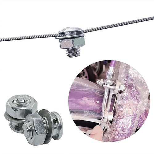 Bxian 10PCS 12.5mm/0.49inch Stainless Steel Bicycle Brake Brake Line Brake Clamp Locking Screw with Nut and Washer Universal Stop Ring Brake Pull Nut for Fixing Bicycle Brake Line