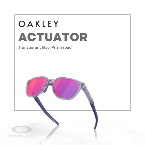Oakley Actuator OO9250 925007 57MM Transparent Lilac/Prizm Road Rectangular Sunglasses for Men + BUNDLE Accessory Leash +BUNDLE ACCESSORY EYEWEAR Kit