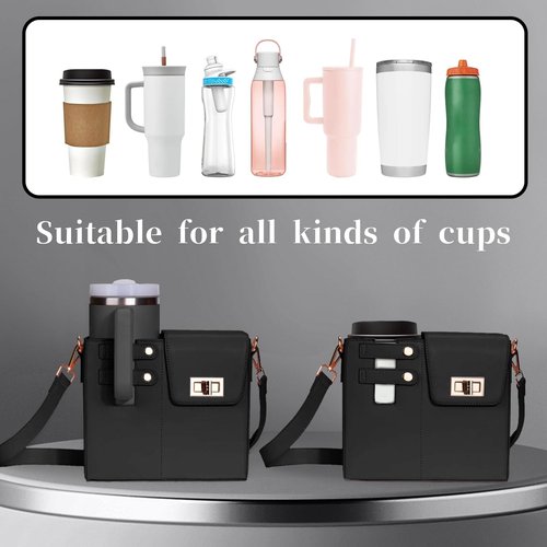 Outdoor Stanley Cup Purse, Crossbody Stanley Holder Water Bottle Bag for Tumbler with Adjustable Shoulder Strap（No Cup）