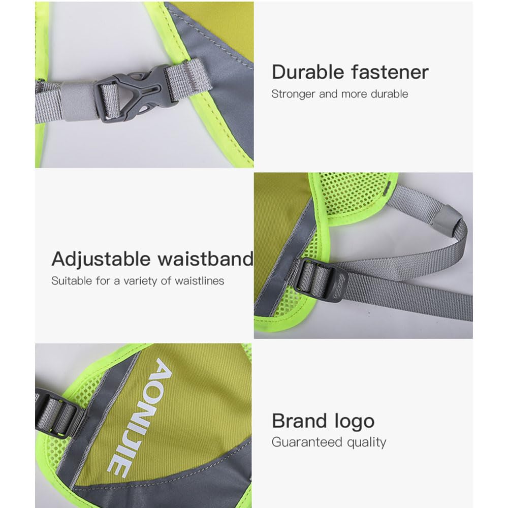 AONIJIE Reflective Running Vest Marathon Running Vest Pack Breathable for Hiking Camping Cycling Race (yellow with 2 * 250ml bottle)